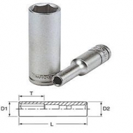 Chaves de caixa funda métrica de 1/4'' 6 pontos, DIN 3120/3124/ISO2725
Cromo vanádio. Acabamento acetinado.