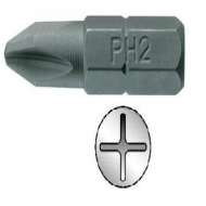 Ponteiras PH de 25 mm com quadra hexagonal de 1/4''