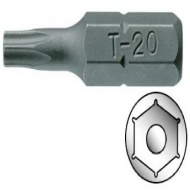 Ponteiras TPX de 25 mm com abertura (para parafusos à prova de violação), quadra hexagonal de 1/4''