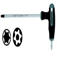 Chaves TX com punho em T, o extremo longo da chave possui também torx furado.